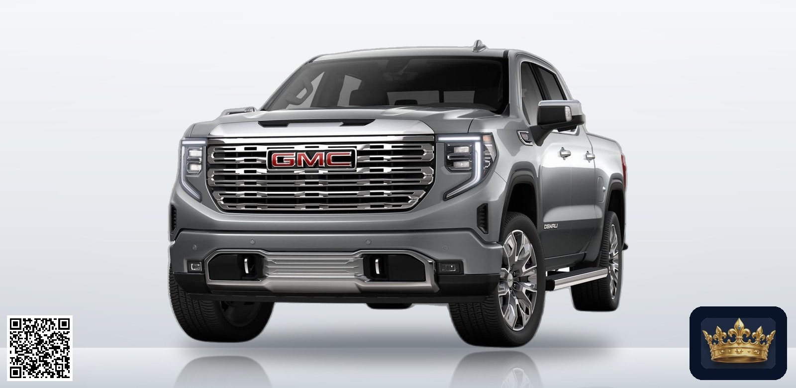 2026 GMC Sierra 1500 Denali en vista tres cuartos frontal, estudio blanco